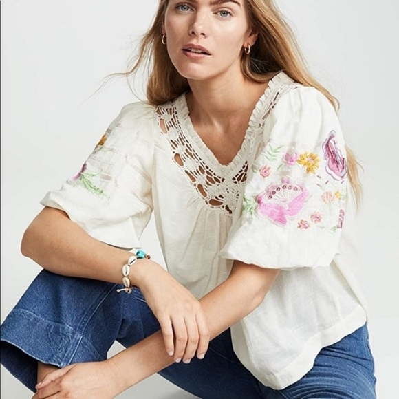 Free People Tops - 💘 New Free People Bohemia Embroidered Top